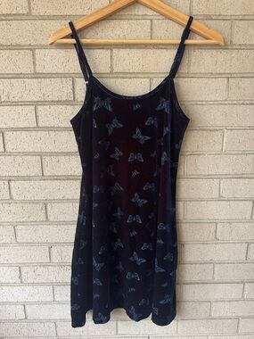 Y2K Delia’s Velvet Butterfly Slip Dress – Indie Sleaze Fairy Grunge Mini Large